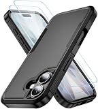 AEDILYS for Apple Recommend Shockproof iPhone 17 Case,[15 FT Military Grade Drop Protection],with 2X [Kevlar 9H Glass Screen Protector] Air Bumpers Full-Body Protective Phone Case, Matte Black