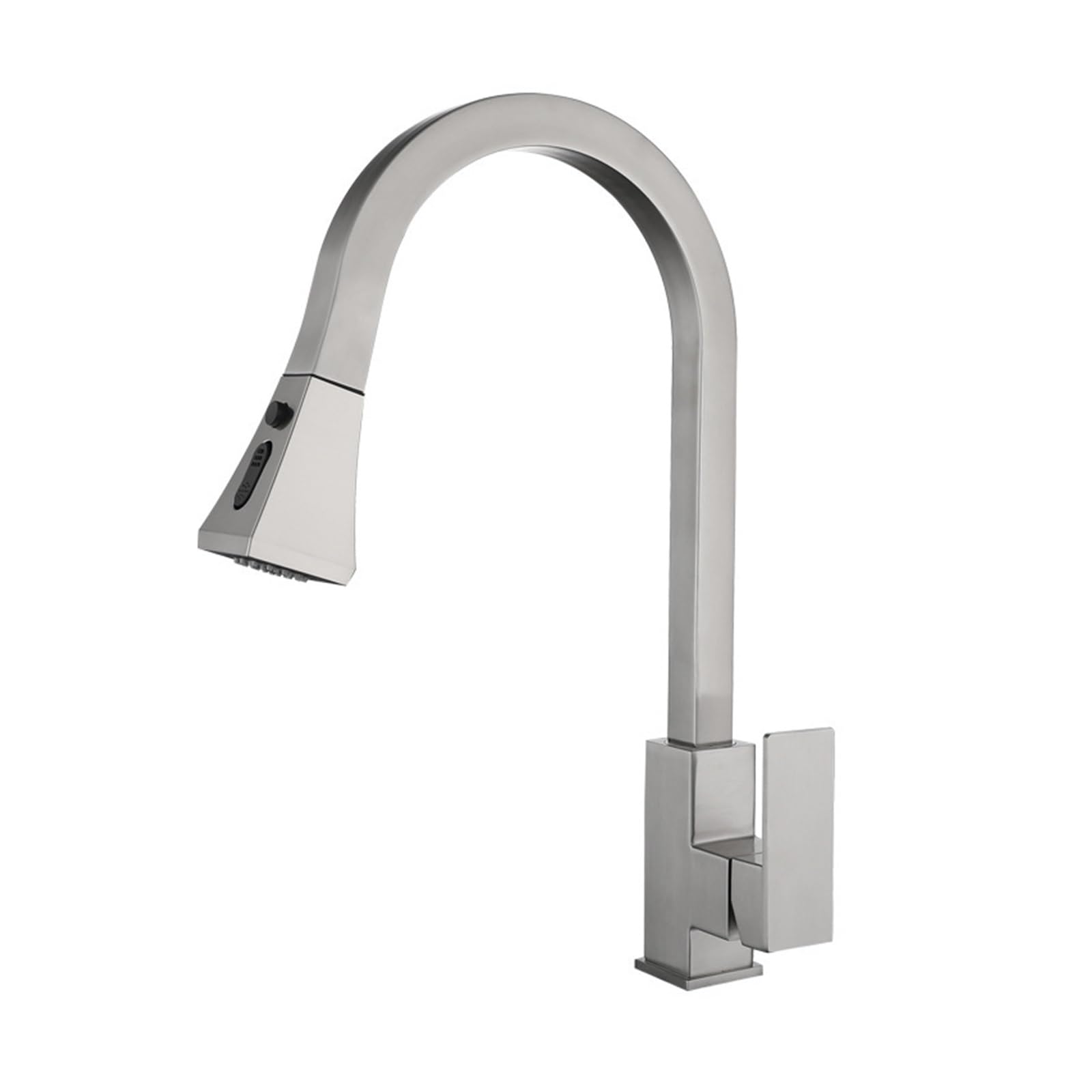 Robinet extractible de cuisine design carré noir brossé en acier inoxydable haut de gamme
