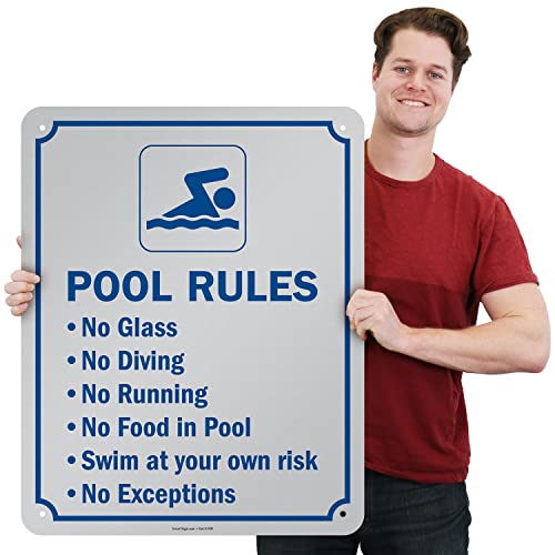 Cartel metálico reglas de piscina 30x24 pulgadas miniatura 4
