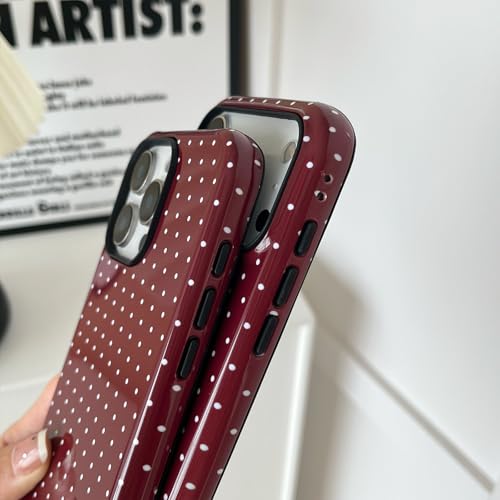 Sayoaho Compatible with iPhone 17 Case, Fashion Cute Polka Dot Pattern Aesthetic Design for Women, Soft TPU and Hard Back Shockproof Phone Case for iPhone 17 6.3 inch, Wine Red by Sayoaho - Image 5