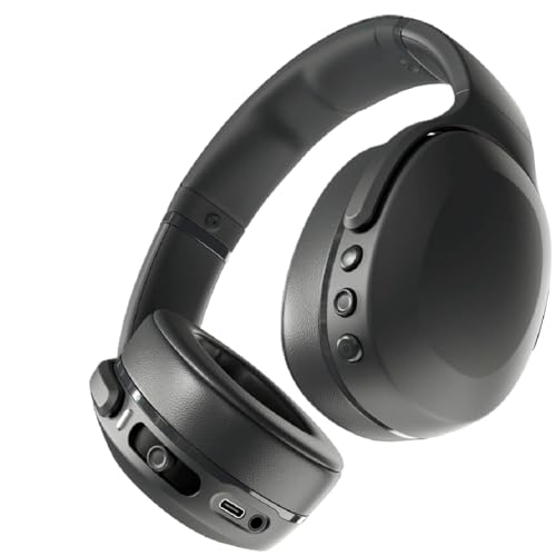 Skullcandy Crusher Evo Wireless Bluetooth Headphones with Multi-Sensory Bass, Noise Isolating Over-Ear Fit, Flat Black (Renewed)