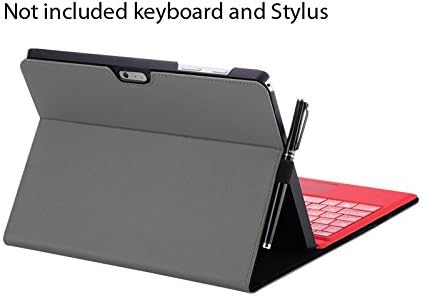 Valkit Microsoft Surface Pro 4 Case, Compatible Surface Pro 4 Type Cover, Surface Pro 4 PU Leather Folio Protective Stand Cases Covers Bag Skin Compatible with Surface Original Keyboard, Grey