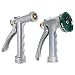 Heavy Duty Metal Garden Hose Nozzle Combo; 1 Adjustable Sprayer Nozzle for Cleaning and Car Washing + 1 5-Pattern Spray Nozzle for Garden Watering