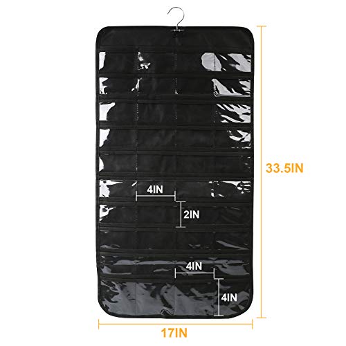 Luney Hanging Jewelry Organizer, 80 Pockets Earring Holder Organizer, Bracelet Organizer With Pockets For Woman, For Hanging Earrings, Necklaces, Bracelets, Rings, Storage, Closet #TOP4