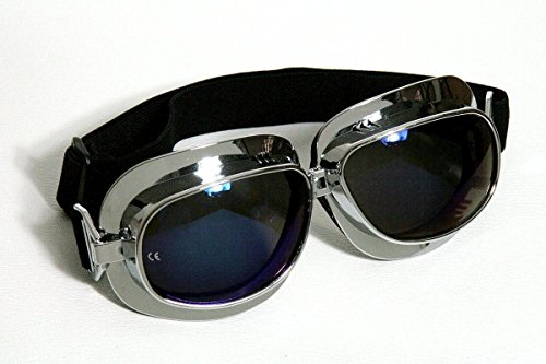 Qubeat Gafas Motos Negro, Lentes Arco Iris-teñido, Cromo Marcos de anteojos, plástico