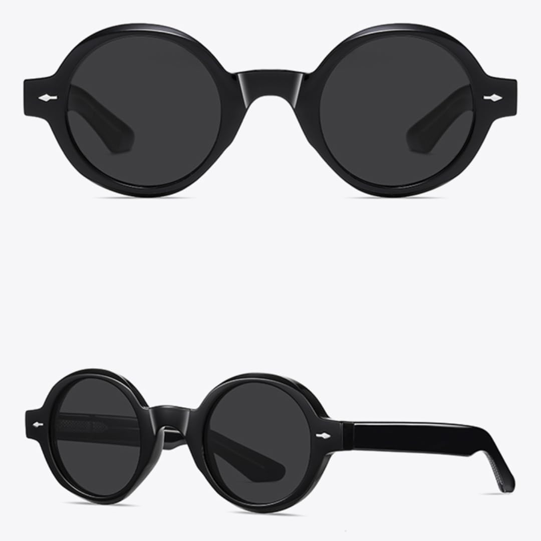 Occhiali da sole rotondi polarizzati retrò da uomo, montatura in acetato per donna, stile blu leopardato grigio