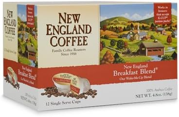 New England Coffee Breakfast Blend Medium Roast Single Serve Pods, 12ct Box (Pack of 2)