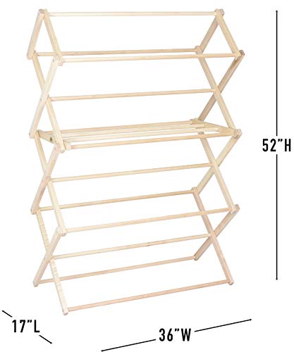 Pennsylvania Woodworks Clothes Drying Rack: Solid Maple Hard Wood Laundry Rack For Shirts, Jeans, Kids' Clothing & More, Heavy Duty Folding Drying Rack, Made In Usa, No Assembly Needed, Large #TOP1