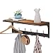 Produktbild QFFL Wandgarderobe Wandgarderobe mit Ablage Holz Wandregal mit 6 Metall Doppelhaken wandmontiertes Hängeregal Weiß Modern Vintage kleiderhaken Garderobenhaken für Schlafzimmer Badezimmer Wohnzimmer