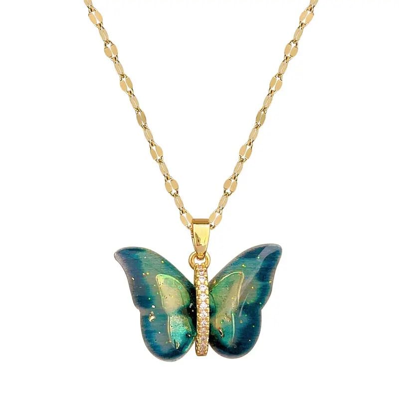 Butterfly Pendant Necklace for Women & Girls Stylish Golden Necklace | Neck Chain | Locket | Modern Design | Birthday & Special Occassion Gift Aesthetic Jewellery Accessories anti tarnish