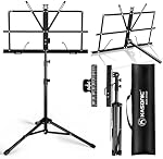 K KASONIC Music Stand, 2 in 1 Dual-Use Folding Sheet Music Stand & Desktop Book Stand, Portable Lightweight with Music Sheet Clip Holder Carrying Bag