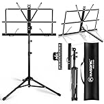 K KASONIC Lightweight Music Stand, 2 in 1 Music Stands with Music Sheet Clip, Portable Music Book Stand with Carrying Bag for Performances, Sheet Music Stand Tripod for Musical Needs, Black