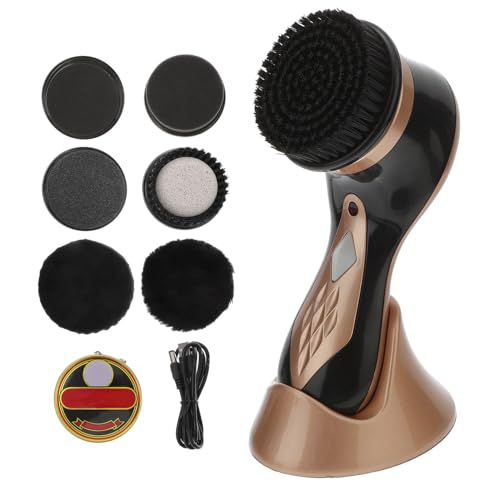PACKOVE Cireuse Électrique Portable pour Chaussures Cuir avec Brosse de Nettoyage Kit Entretien Pratique avec Base de Rangement pour Soin Cuir et Brillance Facile