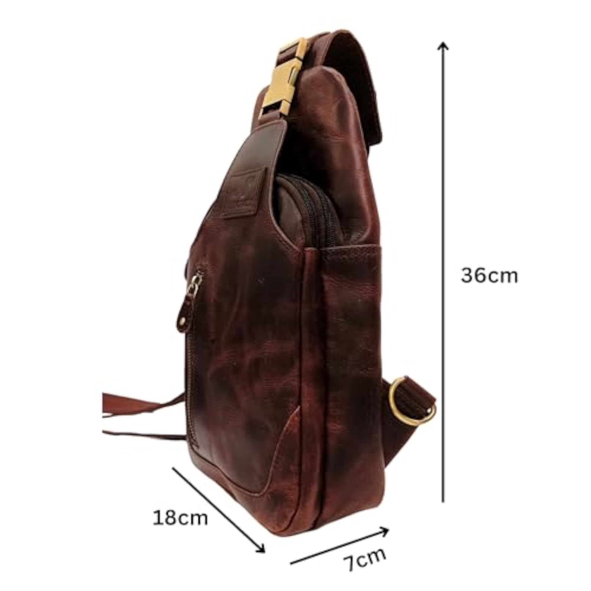 Genuine Leather Brown Shoulder Sling Bag for Travel