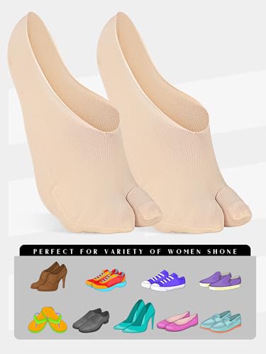 Image of Bencailor Women Tabi Socks Summer Thin No-show Socks 2-toe Split Sock for Flip Flops Sandals Flats Sneakers