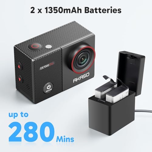 AKASO EK7000 Pro 4K30Fps 20Mp WiFi Action Camera with EIS Ultra Hd Underwater Camera 131Ft Waterproof Camera Remote Control 4X Zoom Support External Microphone-Black (Image - 4)