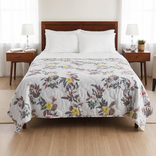 Image of BENAVJI Double Bed Comforter | Reversible Microfiber AC Quilt, Floral Print