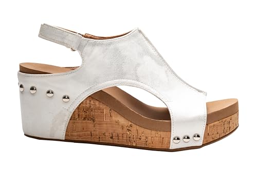 Image of Corkys Footwear Womens Carley Wedges, Featuring Corkys EVA Foam Cushioned Insoles, A 2.5 Inch Heel, Lightweight For All Day Wear, And Hook And Loop Closure