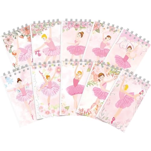Stakee 10er-Pack Mini-notizbücher Süßem Ballett-Motiv, Tragbar, Spiralgebunden, Ideal Als Mitgebsel Für Mädchengeburtstage Oder Als Belohnung Zum Schulanfang.