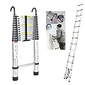 Telescoping Ladder 16FT Ladder with Roof Ladder Hooks, Aluminum Telescopic Extension Ladder, Collapsible Ladder, Rv Ladder, Extendable Ladder, Ladders for Home, Heavy Duty 330 Pound Capacity, EN131