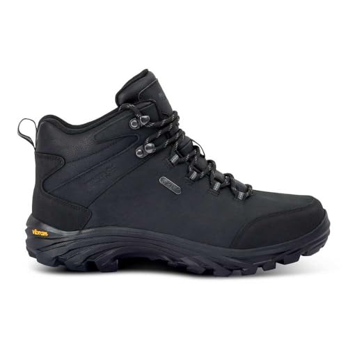 Regatta Burrell Leather Mens Walking Boots, Black, 12