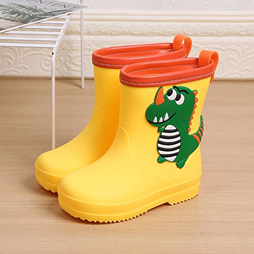 Classic Children Rainboots PVC Rubber Children Water Shoes Waterproof Rain Boots Kids Baby Cartoon Shoes Snow Boots Kids (Yellow, 17.00)2