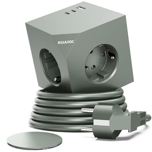 PD20W Steckdosenwürfel mit 2 USB C 6 in 1 Mehrfachsteckdose Würfel mit Magnetpad Steckdosenleiste Wandsteckdose Steckdosenadapter mit 1 5M Verlängerungskabel für Büro Hause Grün
