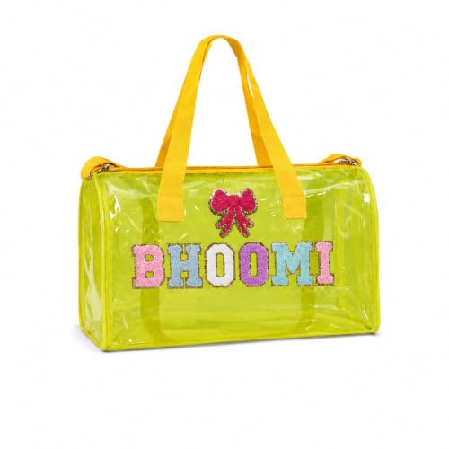 Image of AICA Personalized Name Embroidered Letters & Patch Duffle Bag for Kids Boys & Girls Age 1-18 Years Age Group (Yellow) | Gift for Boys Girls Kids
