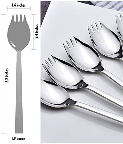 Miniatura 2 de Paquete de 6 cuchadores de acero inoxidable 1810 para uso diario, juego de cubiertos de alta resistencia para acampar, 8.2", 7.6", 5.9".