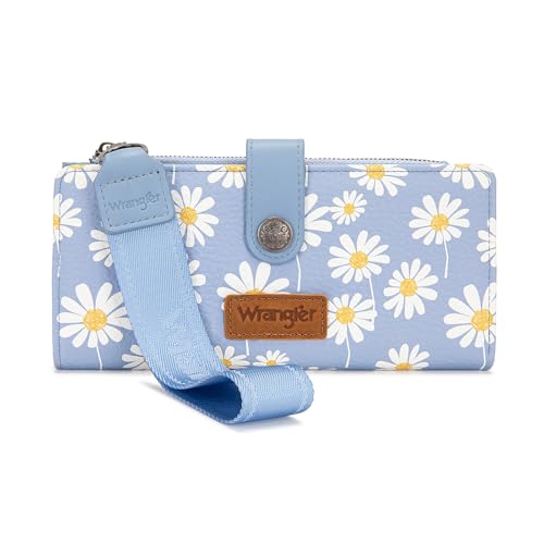 Montana West X Wrangler Large Bifold Wristlet Wallet for Women Rfid Blocking Clutch Purse with Zipper & Coin Pocket and ID Window