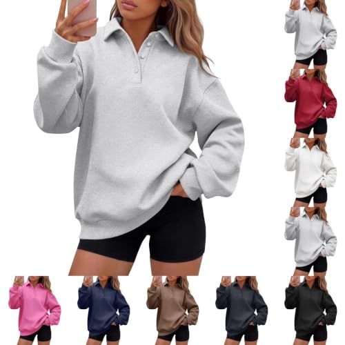 yakyamgi Womens Oversized Sweatshirts Fleece Pullover Fall Polo Sweatshirt - image 1