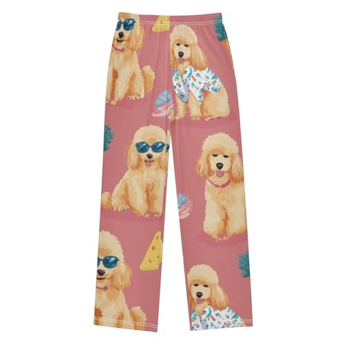 ZZXXB Lovely Poodle Print Boys Long Pants Soft Trousers Elastic Waist Kids Lounge Bottoms with Pockets S-XL