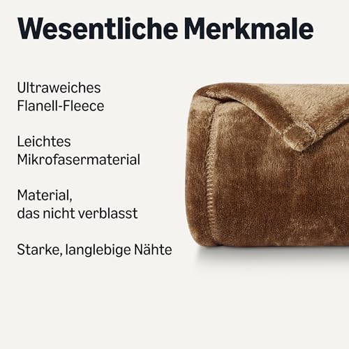 Amazon Basics Fleecedecke, 127 x 152 cm, Braun