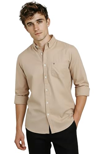 Image of Allen Solly Men's Cotton Buttoned Down Shirt | Classic Fit, Soft Breathable Fabric, Smart Casual & Office Wear