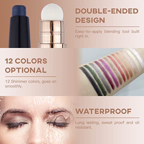 Lokfar Eye-Shadow Stick Makeup Cosmetics Eye Brightener Stick, Rotatable Cream Eye Shadow Pencil, Glitter Shimmer Eyeshadow Stick With Soft Brush For Eye Makeup (12# Smoky Gray-Black) #TOP6