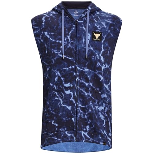 Sweat sans manches Under Armour Project Rock Rival pour rester au chaud durant l'effort bleu L