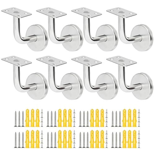 AKOLAFE Lot de 8 Support Main Courante Acier Inoxydable 60x60mm Support Rampe Escalier Support de...