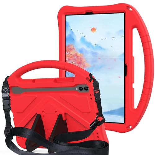 Coque Galaxy Tab S9 FE 11" antichoc en EVA pour enfants avec sangle réglable rouge