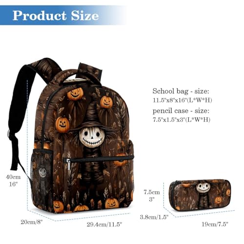 Sac à dos et trousse Halloween multicolore pour écolier