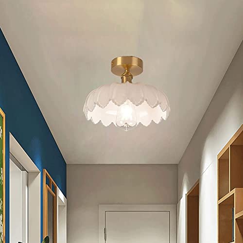 Lámpara colgante de latón vintage con pantalla vidrio lechoso para iluminación techo salón