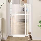 unipaws Hundegitter, 142 cm hoch, 75-95 cm breit, druckmontiertes Katzengitter für Tür, Innentreppe, Spaziergang durch Haustiergitter, Weiß