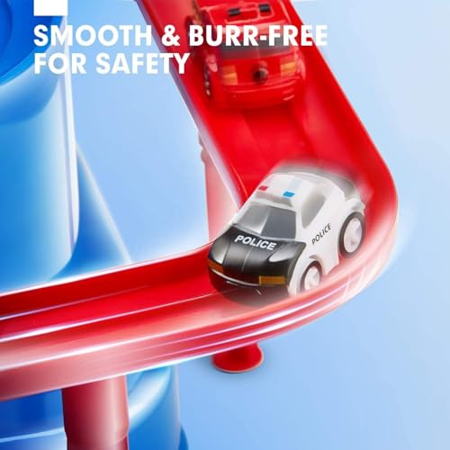 Image of Cable World Montessori Car Adventure Track Toy for Kids with 4 Mini Cars & 6 Control Buttons | Interactive Vehicle Track Set with Helicopter, Bridge & Parking Challenges |Fine Motor Skill Toy for Kids