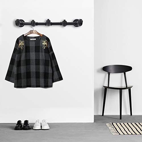 Sumnacon ULSMC00507 Industrial Pipe Coat Towel Rack With 5 Hooks- Vintage Heavy Duty Clothes Hat Hanger Racks With Screws, Rustic Iron Garment Storage Display Rail thumb #2
