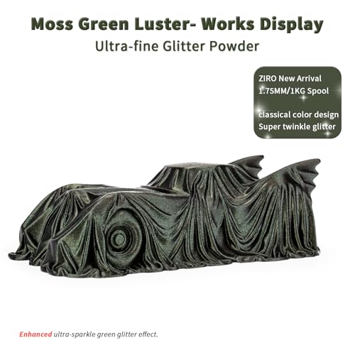 Image of ZIRO Chameleon Series Filament, 3D Printer Filament 1.75mm, Shiny Sparkle PLA with Glitter, Super Twinkling Effect Material 1kg /2.2lbs Spool, Fit Most FDM 3D Printers, Moss Green Luster