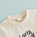 Kids Toddler Little Boys Girls Earth Day Shirt Short Sleeve Funny Letters Print Planet T-Shirt Top (Beige Earth Birthday, 5-6 Years)