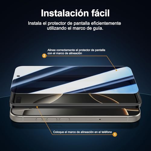 NEW'C 2 x Protector Pantalla privacidad para iPhone 16 Pro (6,3 Pulgadas) y 2 x Protector Pantalla Protector de Lente de Cámara - Cristal Templado - Herramienta de instalación fácil incluida - imagen 3