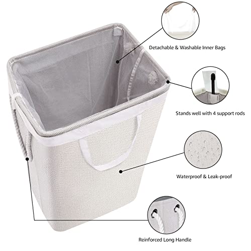 Lanscare 72L Laundry Baskets Quality Hampers With Handles Liner Removable Bag Slim Freestanding Large Dirty Clothes Baskets Folding Collapsible Hampers For Laundry Bedroom Kids Toys Organization #TOP3