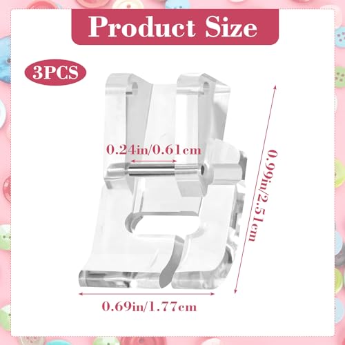Juego 3 pies prensatelas transparentes para máquina de coser miniatura 2