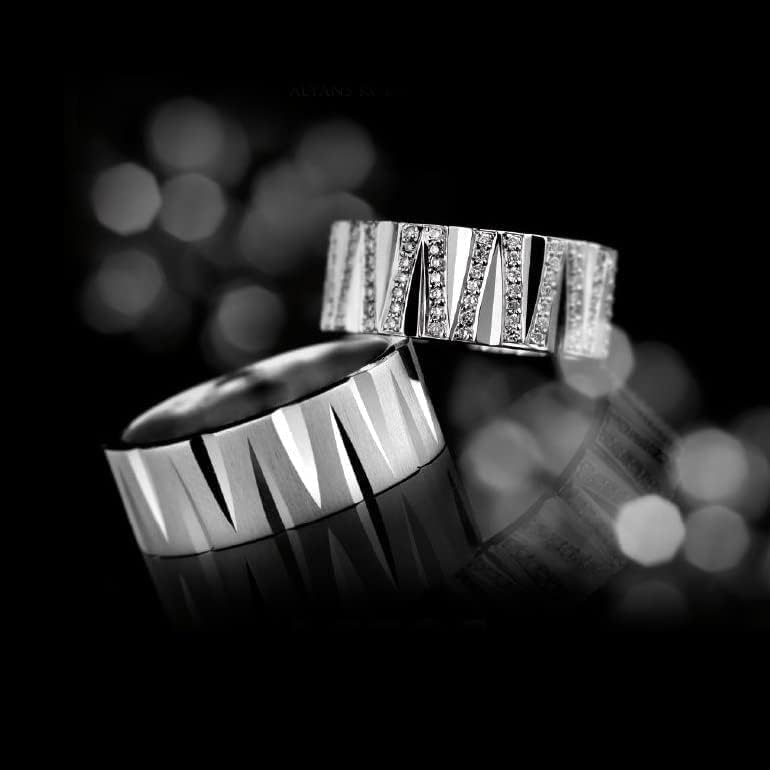 Sie und Ihn Silber Trauringe Paar passende Eheringe Set Personalisierte Eheringe aus 925er Sterlingsilber mit Cubic Zirkonia