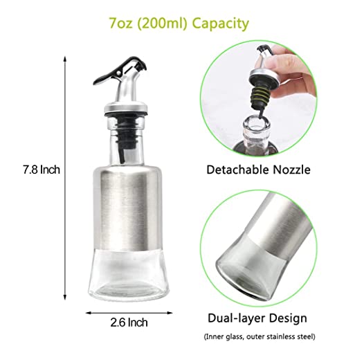 Olive Oil Dispenser - 7oz (200ml) Glass & Stainless Steel Oil & Vinegar Cruet with No-drip Spout & Pouring Funnel - Image 4